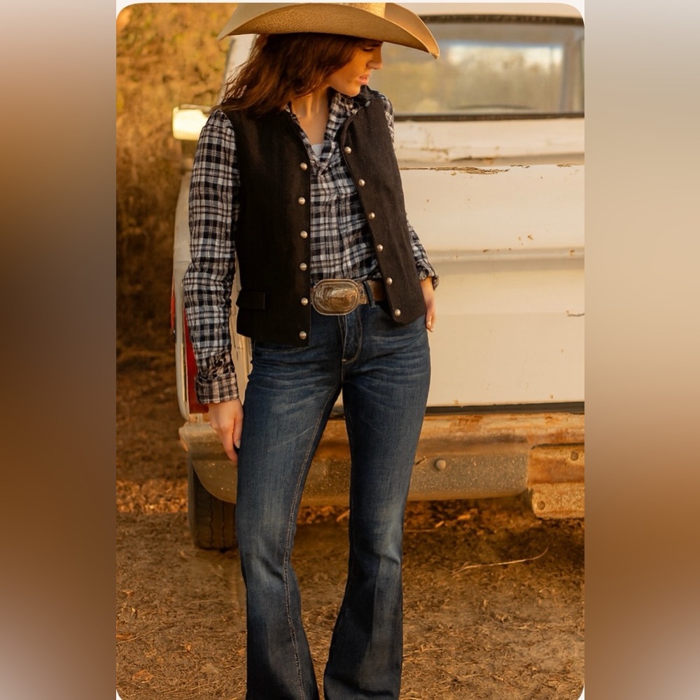 Rock & Roll Cowgirl Boyfriend Distressed Bootcut Denim Jeans Women's 28 x 34